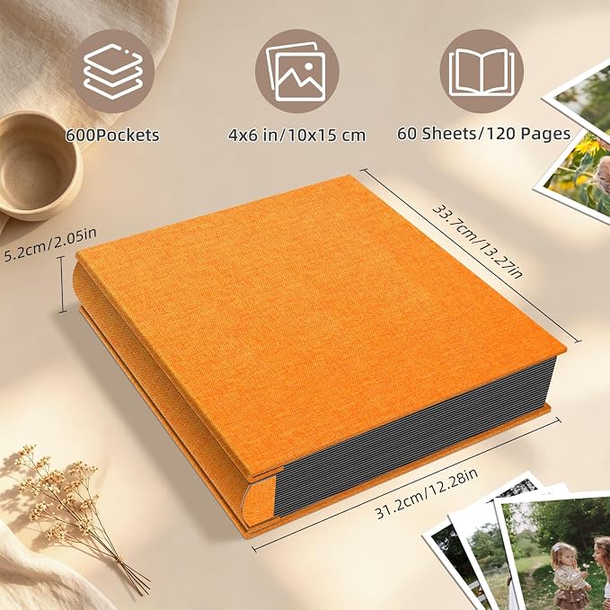 Popotop Photo Album 4x6 600 Pockets for Wedding Gifts,Linen Hardcover Picture Albums for Family Anniversary Baby Vacation Pictures - Image 3