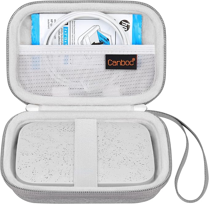 Canboc Hard Case for HP Sprocket Portable Photo Printer (2nd Edition),Grey | Mesh Pocket fits Zink Photo Paper, Cable, Case Only by Canboc