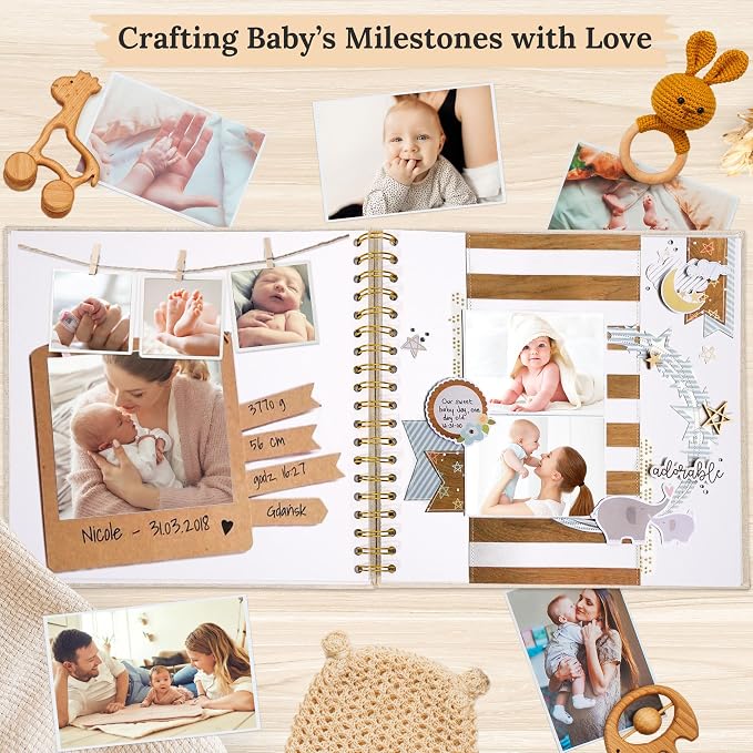 10"x10" Scrapbook Photo Album Linen Cover 20 Sheets 40 Pages White Paper | Pink Hardcover Kraft White Pages Memory Book, for Travel Wedding Guest Book Christmas Baby Shower Fits 4x6 & Instant Photos - Image 6