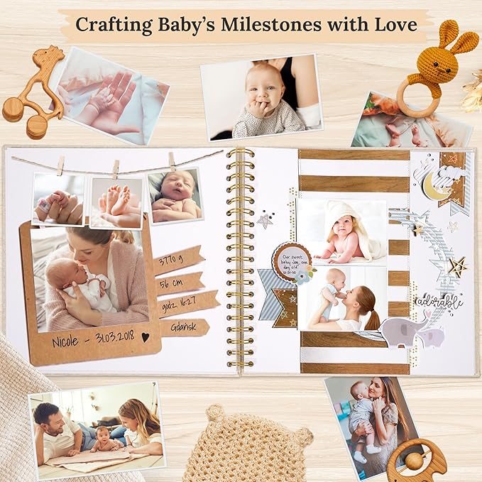 12"x12" Scrapbook Photo Album Linen Cover 40 Sheets 80 Pages White Paper | Navy Hardcover Kraft White Pages Memory Book, for Travel Wedding Guest Book Christmas Baby Shower Fits 4x6 & Instant Photos - Image 6