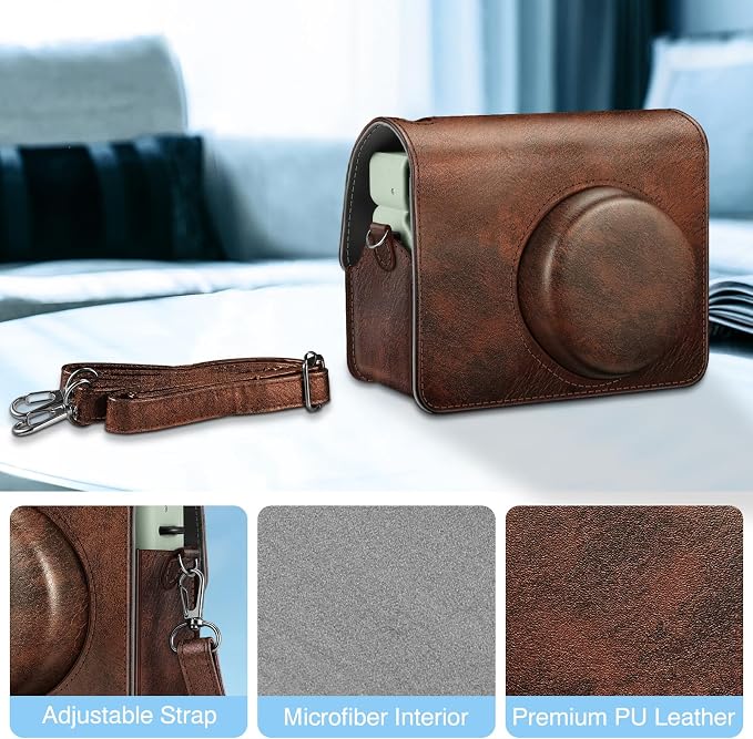 FINTIE Protective Case for Fujifilm Instax Wide 400 Instant Camera, Vintage Brown - Image 2