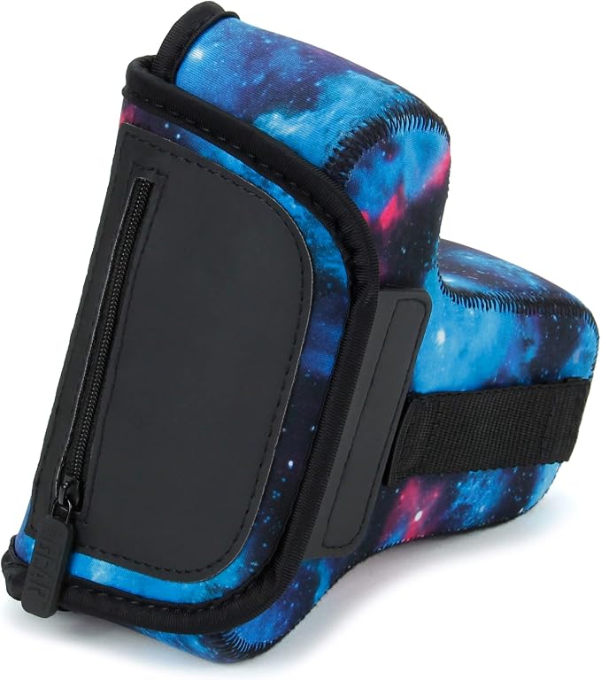 USA Gear Camera Sleeve (Medium) for Compact SLRs Compatible with Canon EOS R100 Nikon Z30 Sony ZV-E10, and more - Padded Neoprene DSLR Case with Zipper Accessory Pocket & Belt Loop (Galaxy) - Image 7