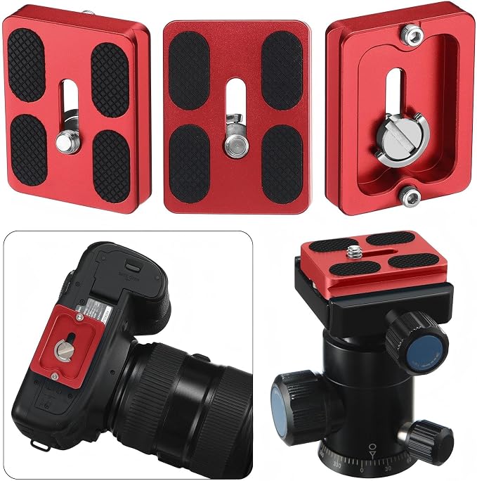 Frienda Quick Release Plate Tripod 1/4-20 DSLR,Pu50,Red | Tripod Mount Plate, Camera Tripod Mount for DSLR Camera Tripod Ball Head , Metal, 1.9 x 1.5 x 0.4 Inch - Image 7