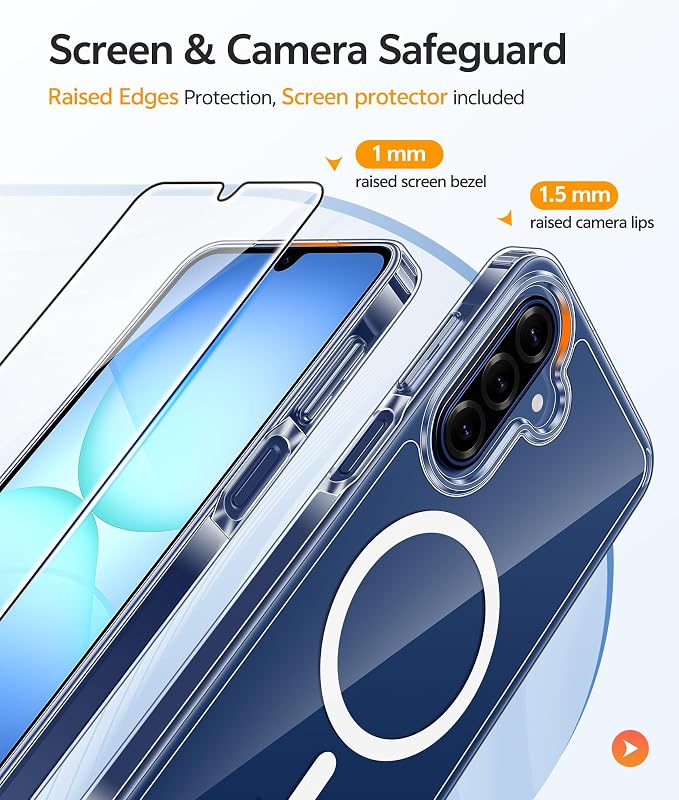 FNTCASE for Galaxy A17/A16 5G Phone Case, Fit for Magsafe, Screen Protector | Clear Anti Yellowing, 14FT Military Grade Drop Protection, Slim Shockproof Protective, for Samsung A 17 A 16 Cover - Image 4