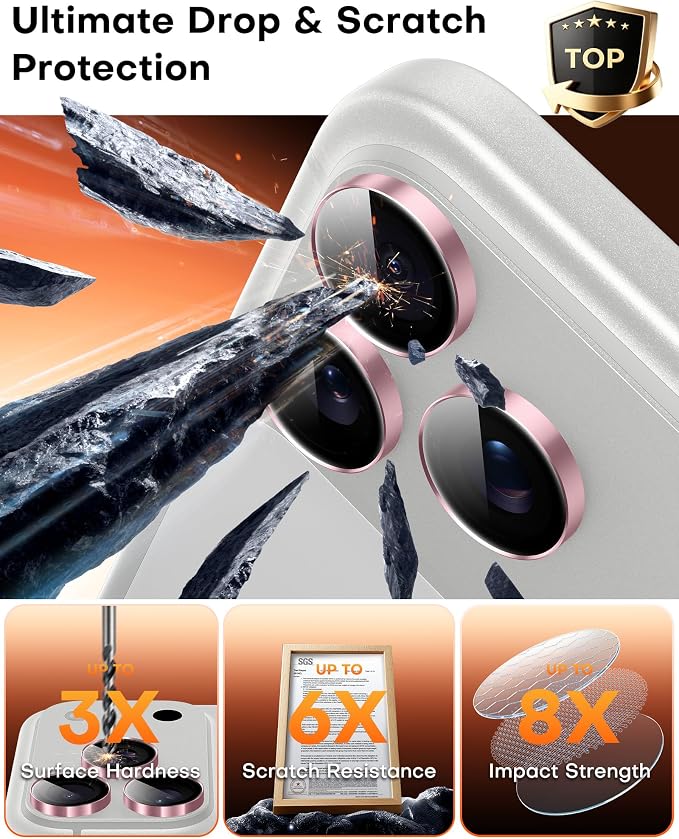 TOCOL Camera Lens Protector for iPhone 17 Pro Max/iPhone 17 Pro Tempered Glass HD Individual Scratch Resistant Camera Cover Accessories Case Friendly 2 Pack（Pink） - Image 4