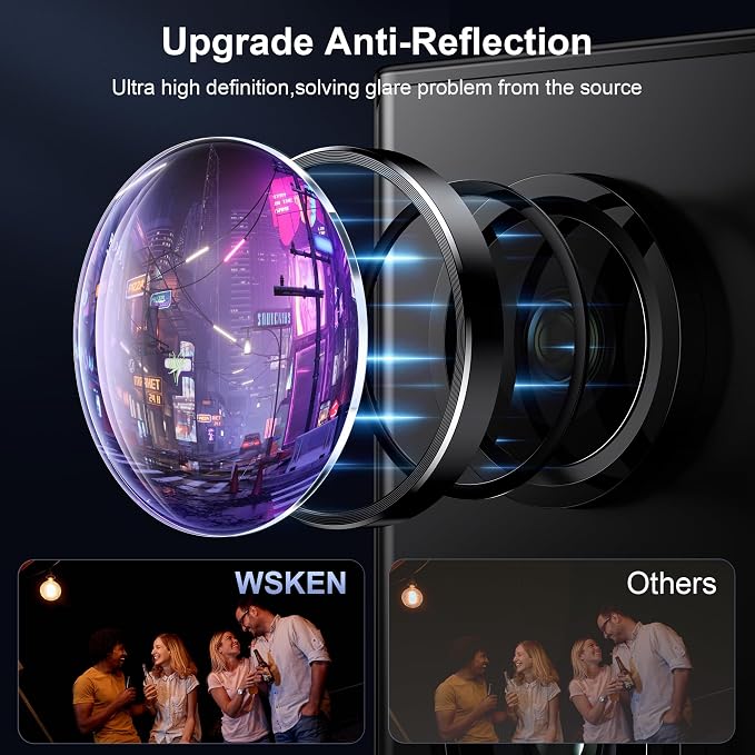 WSKEN for Samsung Galaxy S24 Ultra Camera Lens Protector - Ultra Thin | Case Friendly, 9H Shatterproof Tempered Glass, Anti Scratch Metal Circle, Camera Screen Protector Cover Accessories, Black - Image 2