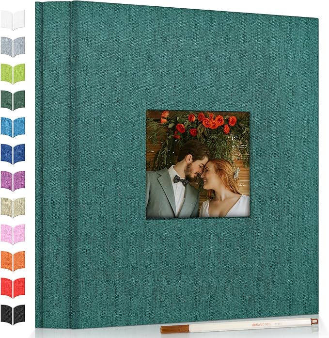 Artfeel Photo Album Self Adhesive Scrapbook Album for 3x5 4x6 5x7 8x10 Pictures,60 Pages Linen Cover with Display Window DIY Photo Book,Ideal Gifts for Family Travel Wedding Baby by Artfeel