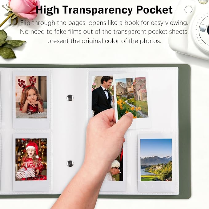 320 Pockets 2x3 Inch Photo Album for Polaroid & Instax Mini Pictures, Green | PU Leather Cover, Gift Box Packaging, Acid-Free Pages, With Snap Closure, Securely Hold all Your Precious Instant Snapshots - Image 5