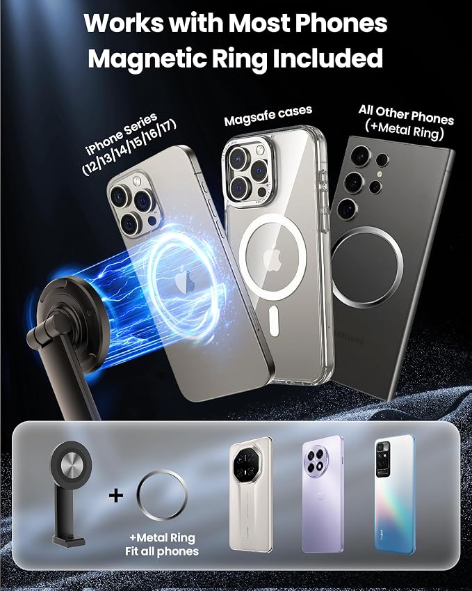 Magnetic Ring Light Overhead Camera Phone Mount for Desk, 10” Selfie Light for iPhone with MagSafe-Compatible Phone Holder for Video Recording, Zoom Meeting, Live Streaming - Image 7