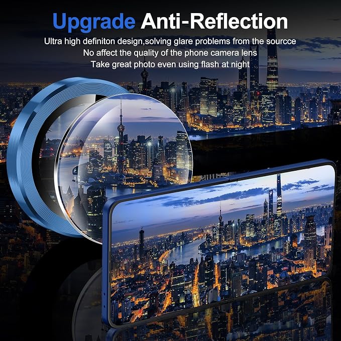 for Samsung Galaxy Z Flip 7 Camera Lens Protector, Individual Metal Ring Tempered Glass Lens Cover, [Strong Adsorption] Scratch Resistant Ultra-Thin HD Clear Lens Cover, 1 Set-Blue Shadow - Image 4