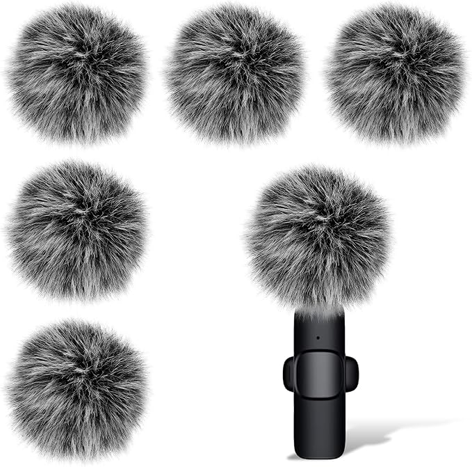 Mini Wireless Furry Windscreen Covers, 5 Pcs Furry Windscreen Muff Lavalier Microphone Wind Screen Muffs Pop Filter Noise Reduction for Wind and Ambient Noise Improve Mic Audio Quality (Grey) by Unknown