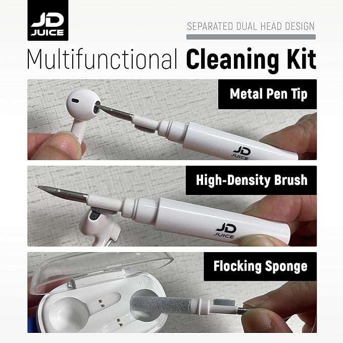2 Pack - Airpod Cleaning Kit Earbud Cleaning Kit - Phone Cleaning Kit in-Ear Headphones Cleaning Pen Tool, Portable 3-in-1 Laptop Cleaning Kit Electronic Cleaner with a Sponge, Metal Pen Tip - Image 3