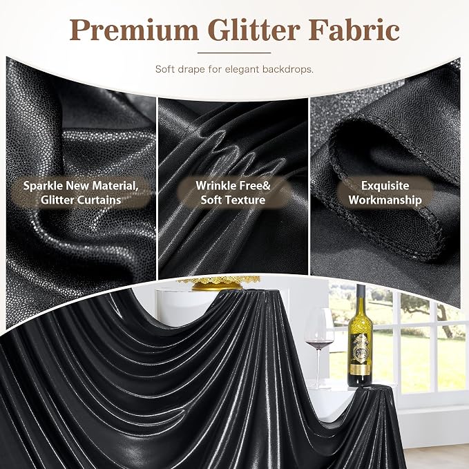 20ft x 10ft Red Black Sequin Backdrop Curtain for Parties, Wrinkle Free Glitter Photo Backdrop Drapes 4 Panels 5x10ft Back Drop Cloth for Wedding Photography Background - Image 4
