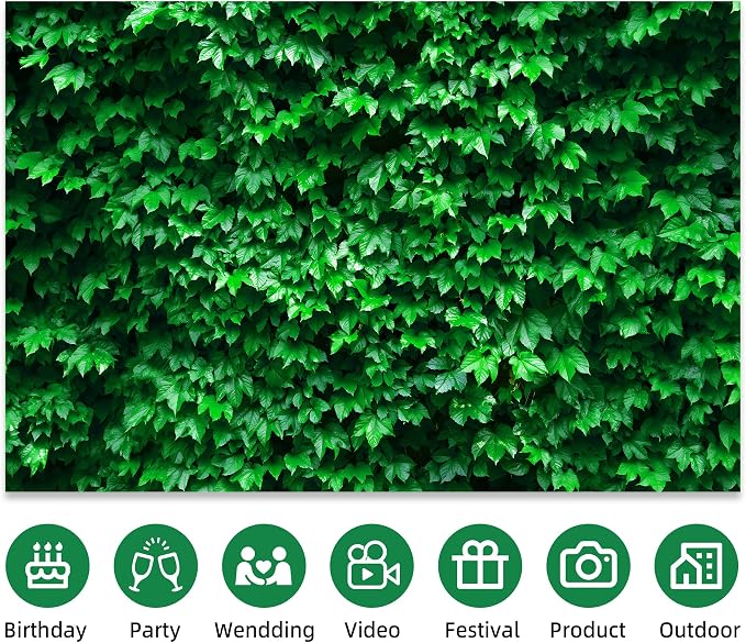 10x6.5 Ft Green Leaves Photography Backdrops Large Polyester Fabric Leaf Green Vertical Texture Backdrop for Birthday Party Christmas Decoration Photo Booth Prop Banner - Image 4