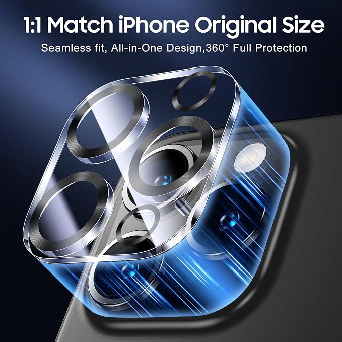 UniqueMe for iPhone 16 Pro/16 Pro Max Camera Lens Protector - Matte Black | 3 Pack-Drop Protection, Case Friendly, 9H Tempered Glass, Camera Cover Screen, Update New Version - Image 5