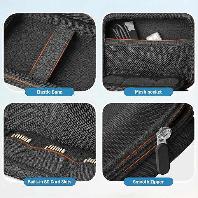 Digital Camera Case Compatible with CAMKORY Digital Point and Shoot/for KODAK PIXPRO FZ45/55 16MP Vlogging/for VAHOIALD FHD 1080P/for IWEUKJLO/for Nsoela, Holder for SD Card More (Black) - Image 5