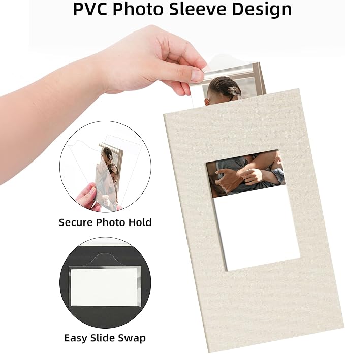 4x6 Slip In Photo Album Holds 300 Pockets Cloth Cover Beige | DIY cover window, Acid free pages, PVC free pockets, Family Travel Wedding, Gift ready - Image 3