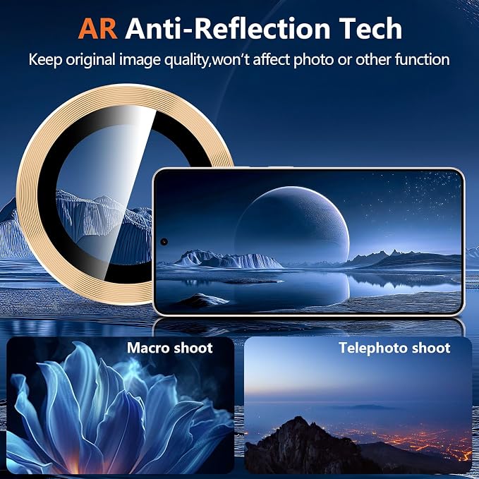 for Samsung Galaxy S26 Ultra Camera Lens Protector, Individual Metal Ring Tempered Glass Lens Cover, [Strong Adsorption] Scratch Resistant Ultra-Thin HD Clear Lens Cover, 1 Set-Titanium Gold - Image 3