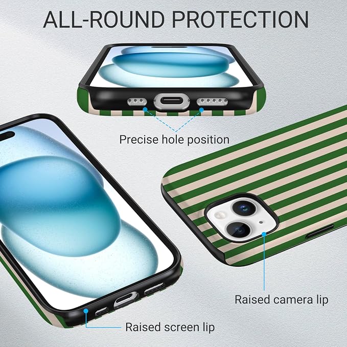 TPU Phone Case for iPhone 15, MagSafe Wireless Charging Compatible, Shockproof Slim Fit Protective Cover with Anti-Yellowing & Raised Camera Protection (Stripe 2, iPhone 15) - Image 3