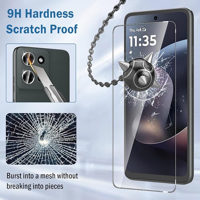 2+2 Pack for Moto G 2026/2025 Screen Protector with Camera Lens Protector,with Alignment Frame，9H Tempered Glass Film,HD Clear Scratch Resistant,Bubble-Free for Moto G 5G 2026 Screen Protector - Image 4