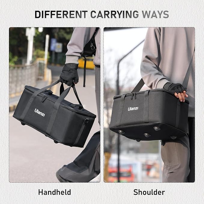 ULANZI Carrying Bag with Movable Foam Padded for Studio Light, Light Stands | Mini Softboxes, Durable Oxford Cloth Transit Bag Travel Case with Shoulder Strap & Handle, 17.13'' x 10.83'' x 8.27'',OM-01 - Image 5
