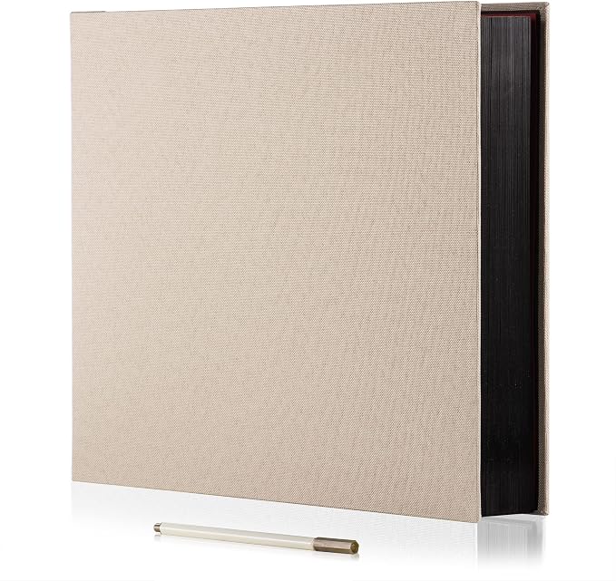 Photo Album Self Adhesive Scrapbook 3x5 4x6 5x7 6x8 Magnetic Album DIY Scrap Book 11x10.6 Inch 40 Black Sticky Pages Linen Cover Beige DIY Photo Album by HoneyTolly