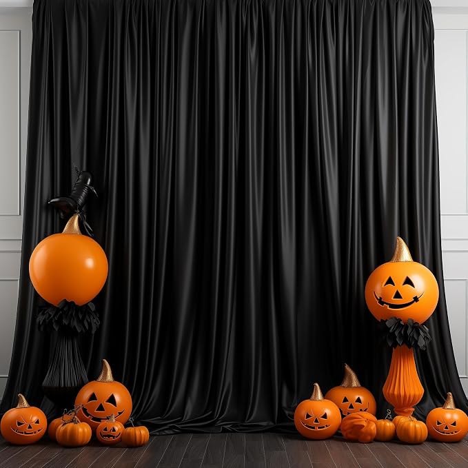 Black Backdrop Curtain for Wedding Parties Backdrop Drapes 10x8FT | Wrinkle Free Polyester Curtain Backdrop Black Draping Fabric for Backdrop Photoshoot Birthday Party Background,2 Panel 5x8FT - Image 5