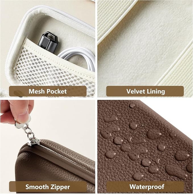 Digital Camera Case for KODAK PIXPRO FZ55/FZ45, Case Only, Brown | Fits CAMKORY DC403 and Canon PowerShot ELPH 360 HS Compact Digital Cameras, Small Hard Shell Camera Pouch with Mesh Pocket - Image 6