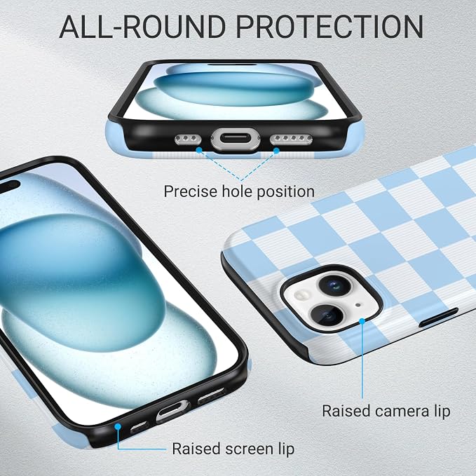 TPU Phone Case for iPhone 15, MagSafe Wireless Charging Compatible, Shockproof Slim Fit Protective Cover with Anti-Yellowing & Raised Camera Protection (Plaid 3, iPhone 15) - Image 3