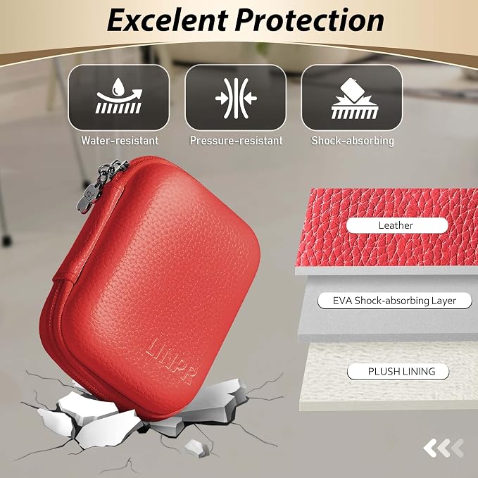 Digital Camera Case for KODAK PIXPRO FZ55/FZ45, Case Only, Tomato Red | Fits CAMKORY DC403 and Canon PowerShot ELPH 360 HS Compact Digital Cameras, Small Hard Shell Camera Pouch with Mesh Pocket - Image 5