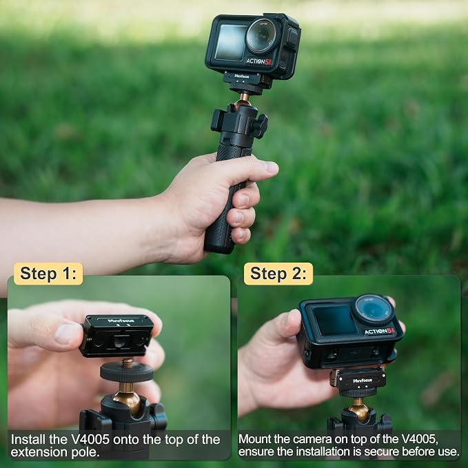 Minifocus Magnetic Quick Release Adapter Mount for DJI Osmo 360/ Action 5 Pro/4/3, Aluminum Alloy Bracket Connector Base with 1/4" Thread Hole & Foldable Dual-Claws for Tripods, Selfie Sticks - Image 7