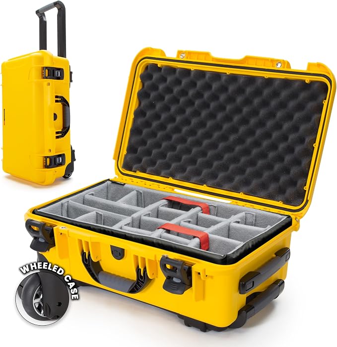 NANUK 935 Hard Case for Camera & Lenses with Padded Divider – Waterproof Equipment Case with Wheels, 22” x 14” x 9” – Dustproof, Impact Resistant, Carry-On Approved for Most Airlines – Yellow | 22' x 14' x 9' - Dustproof, Padded Divider - Waterproof Eq... by NANUK