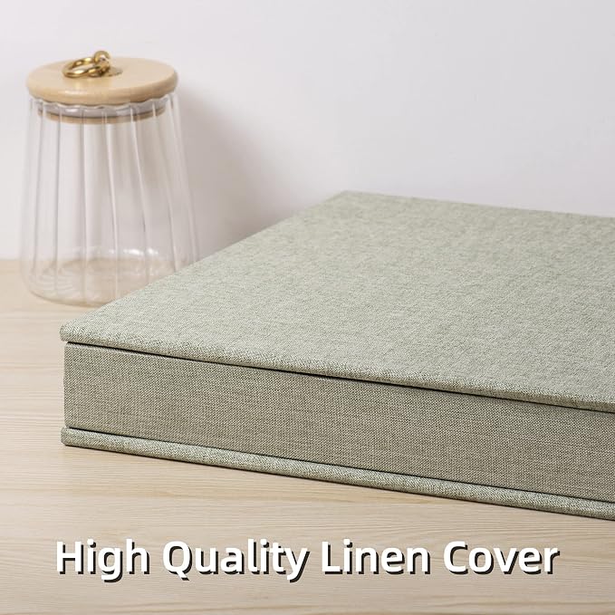 Large Photo Album Self Adhesive 4x6 5x7 3x5 8.5x11 Scrapbook Magnetic Album DIY Scrap Book Length 13 x Width 12.8 (Inches) 120 Sticky Pages Linen Cover DIY Photo Album (Grass Green) - Image 4