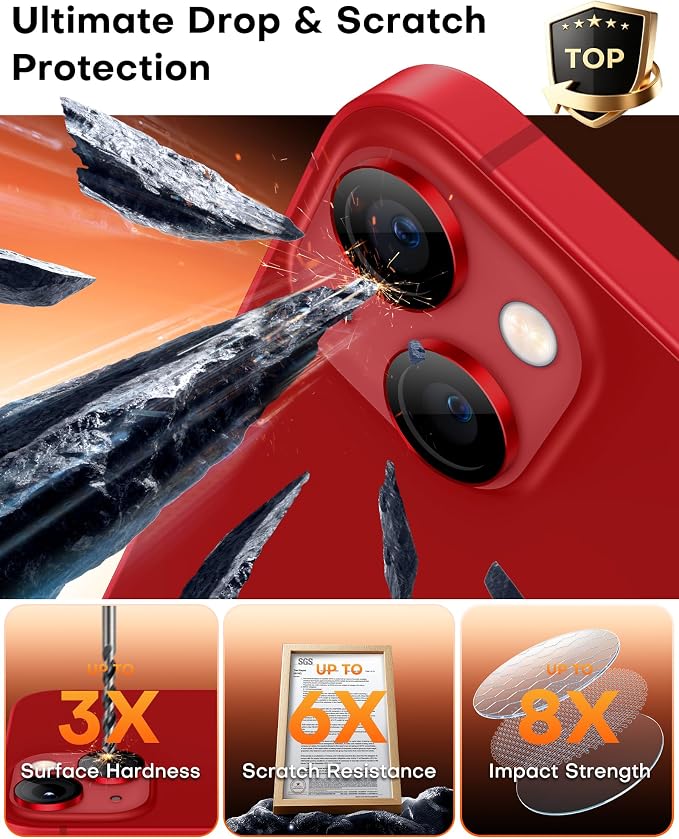 TOCOL Camera Lens Protector for iPhone 13 / iPhone 13 Mini Tempered Glass HD Individual Scratch Resistant Camera Cover Accessories Case Friendly 2 Pack（Red） - Image 4