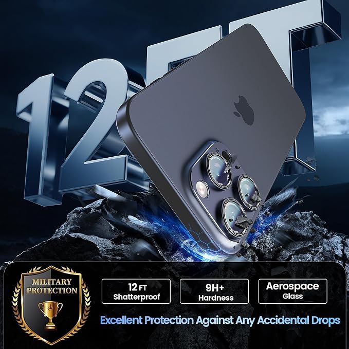 CACOE Metal Camera Lens Protector for iPhone 15 Pro/15 Pro Max | Tempered Glass Cover, Anti-Scratch, Drop-Proof, Strong Adhesion, Camera Screen Cover Accessories, Blue - Image 5