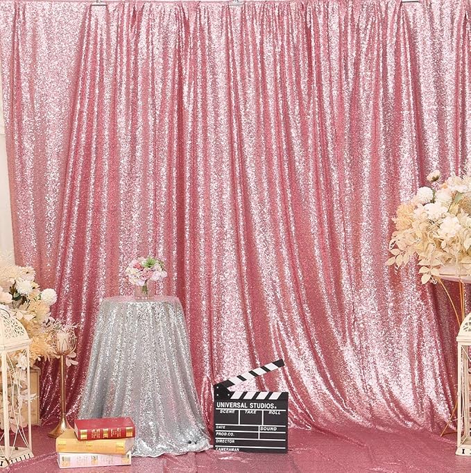 Poise3EHome Fuchsia Pink Sequin Backdrop,8FT x 10FT Sequin Photography Backdrop Curtain for Party Decoration - Image 6