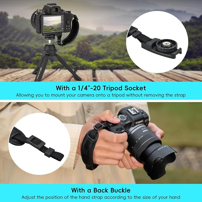 JJC Camera Hand Grip Strap for Canon EOS R8 R10 R7 R5 C R6 Mark III II V R RP 90D 5DM4 Rebel T7 T8i T7i T6i T6 SL3 4000D Sony A6700 ZR Z30 Coolpix P950 P900 for Panasonic Lumix GX85 G85 GH4 G100 FZ80 - Image 3