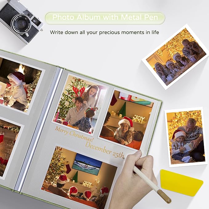 Popotop Large Photo Album Self Adhesive 4x6 5x7 8x10 Scrapbook Album DIY Picture Book,Gifts for Mom,Family Baby and Wedding,with Metal Pen and Plastic Board - Image 5