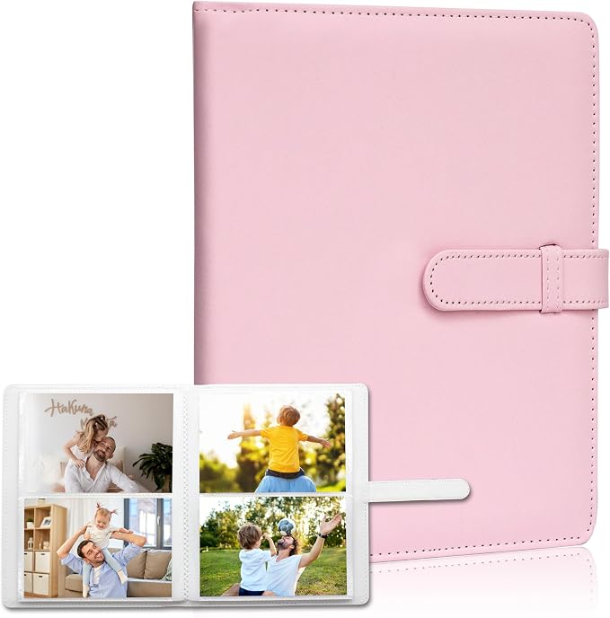 Small Photo Album 4x6 with 152 Pockets Mini Picture Book Leather Cover Portable Wallet Photo Storage for Family Graduation Wedding Travel Gift (Pink) by Ablus