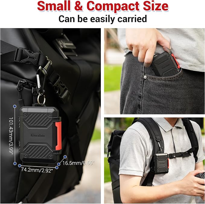 Memory Card Case with 18 Slots, IP67 Waterproof Anti-Shock Travel Camera Memory Card Holder for 8 SD SDHC SDXC Cards & 4 MicroSD TF MSD & 4 CFexpress Type-A Cards & 2 Nano SIM Storage - Green - Image 5