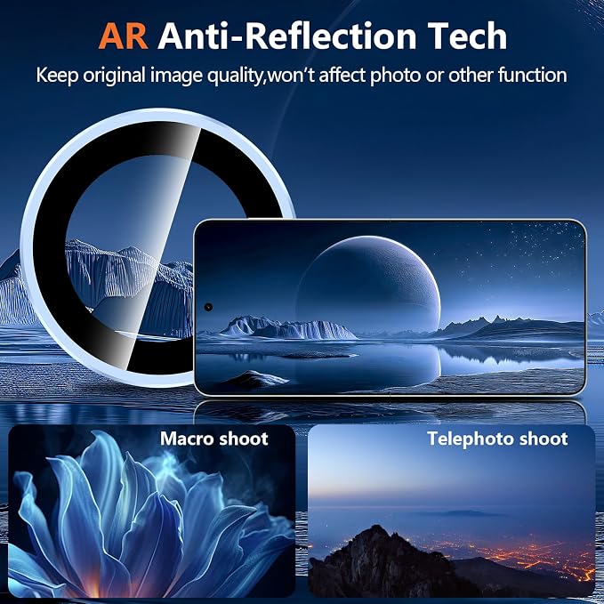 for Samsung Galaxy Z Flip 8 Camera Lens Protector, Individual Metal Ring Tempered Glass Lens Cover, [Strong Adsorption] Scratch Resistant Ultra-Thin HD Clear Lens Cover, 1 Set-Blue Ring - Image 3
