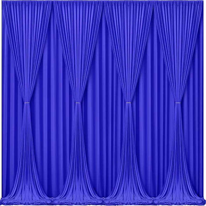 Royal Blue Backdrop Curtains 8 Panels - Wrinkle-Free Polyester Photography Drapes for Baby Shower & Birthday Party - 32 X 10FT - Image 2
