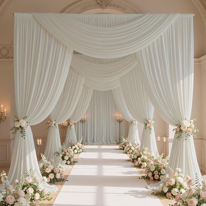 10x10ft Wrinkle Free Ivory Backdrop Curtains for Parties, 2 Panels 5x10ft Silky Polyester Photo Backdrop Drapes Back Drop Cloth Drapery for Wedding Birthday Photography Background - Image 8