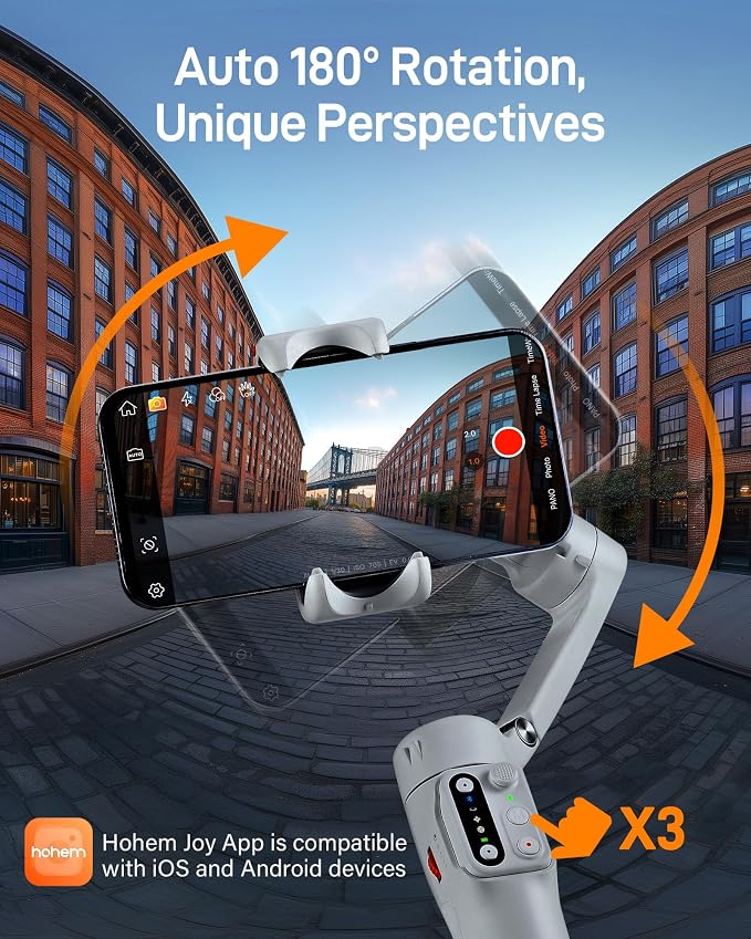 hohem iSteady X3 SE Foldable Phone Gimbal with Detachable Remote, Gray | Detachable Remote, iSteady 8.0, Foldable 0.79lb Design, Hohem Joy App, 11H Battery, 0.66lb Payload for Vlogs - Image 8