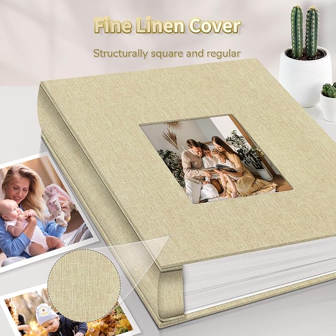 Artfeel Photo Album 4x6 with 1000 Pockets,Slip-in Picture Albums,Linen Cover Memory Book with Front Window,White Page Vertical Photo Book for Wedding,Family,Anniversare,Baby,Vacation - Image 6