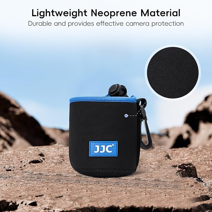JJC Neoprene Camera Lens Pouch Case, Drawstring Bag for Lens up to 3.9x11" | Water-Resistant, Soft Padded, with Carabiner, Compatible with Canon EF 70-200mm, EF 100-400mm, EF 70-300mm AF-S 70-200mm - Image 4