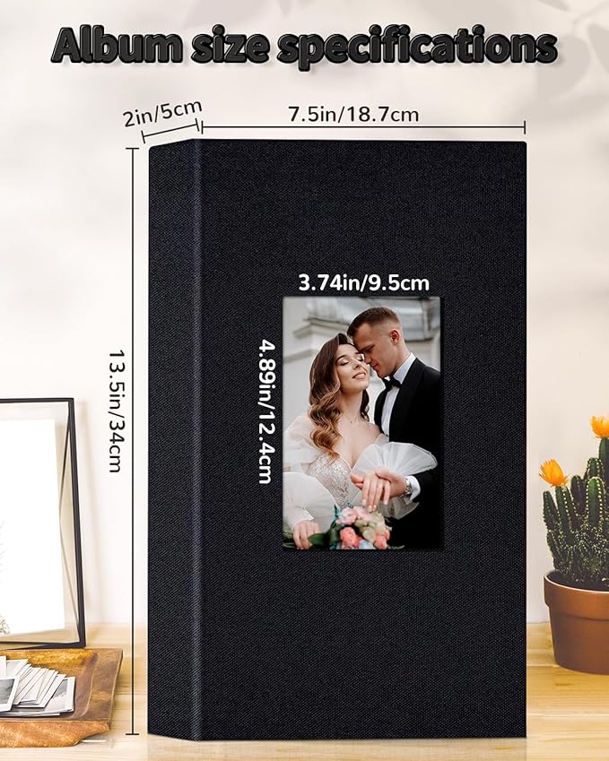 Artfeel Photo Album 4x6 with 300 Pockets,Slip-in Picture Albums,Linen Cover Memory Book with Front Window,White Page Vertical Photo Book for Wedding,Family,Anniversare,Baby,Vacation - Image 3