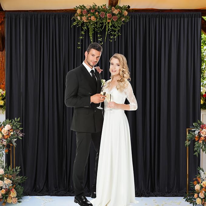Black Backdrop Curtain 6 Panels-Wrinkle-Free Black Curtains Polyester Photography Drapes for Wedding Birthday Party Photo Background Backdrop Stand- 24 X10FT - Image 5