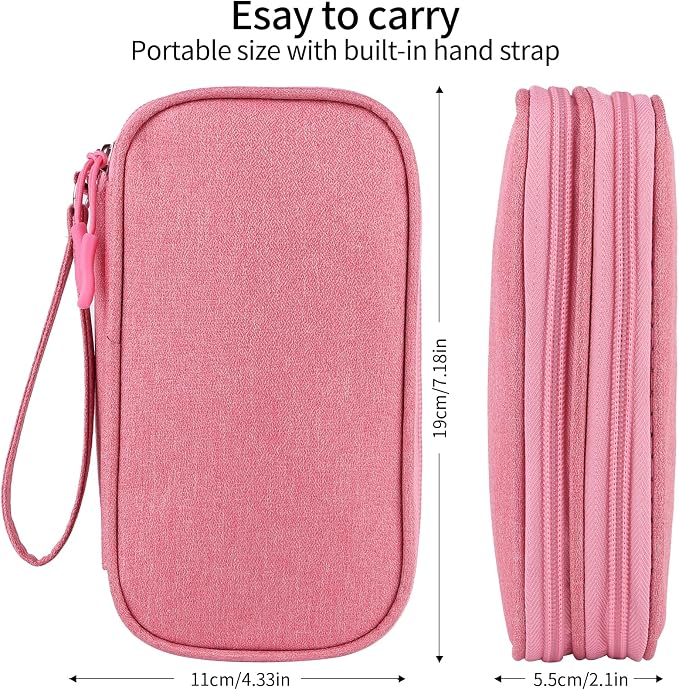 JIAKAI Travel Cable Organizer,Electronics Accessories Organizer Bag,for Charger, Phone, memory card,Travel Gadget Bag-Pink - Image 3