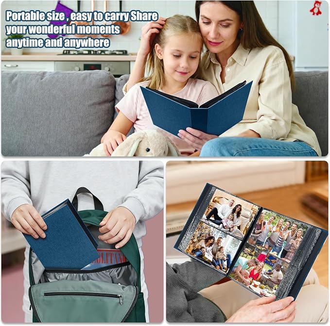 Photo Album 4x6 200 Pockets for Wedding Gifts,Linen Hardcover Picture Albums for Family Anniversary Baby Vacation Pictures - Image 6
